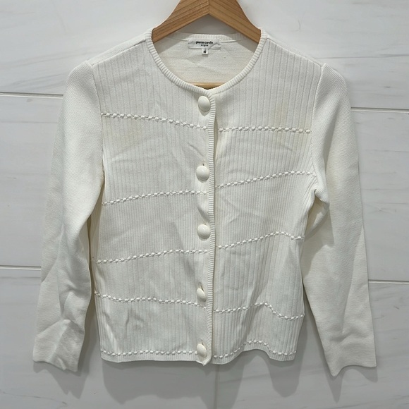 Pierre Cardin Signe | Vintage White Button Up Cardigan - Size 40/Small - Picture 2 of 8